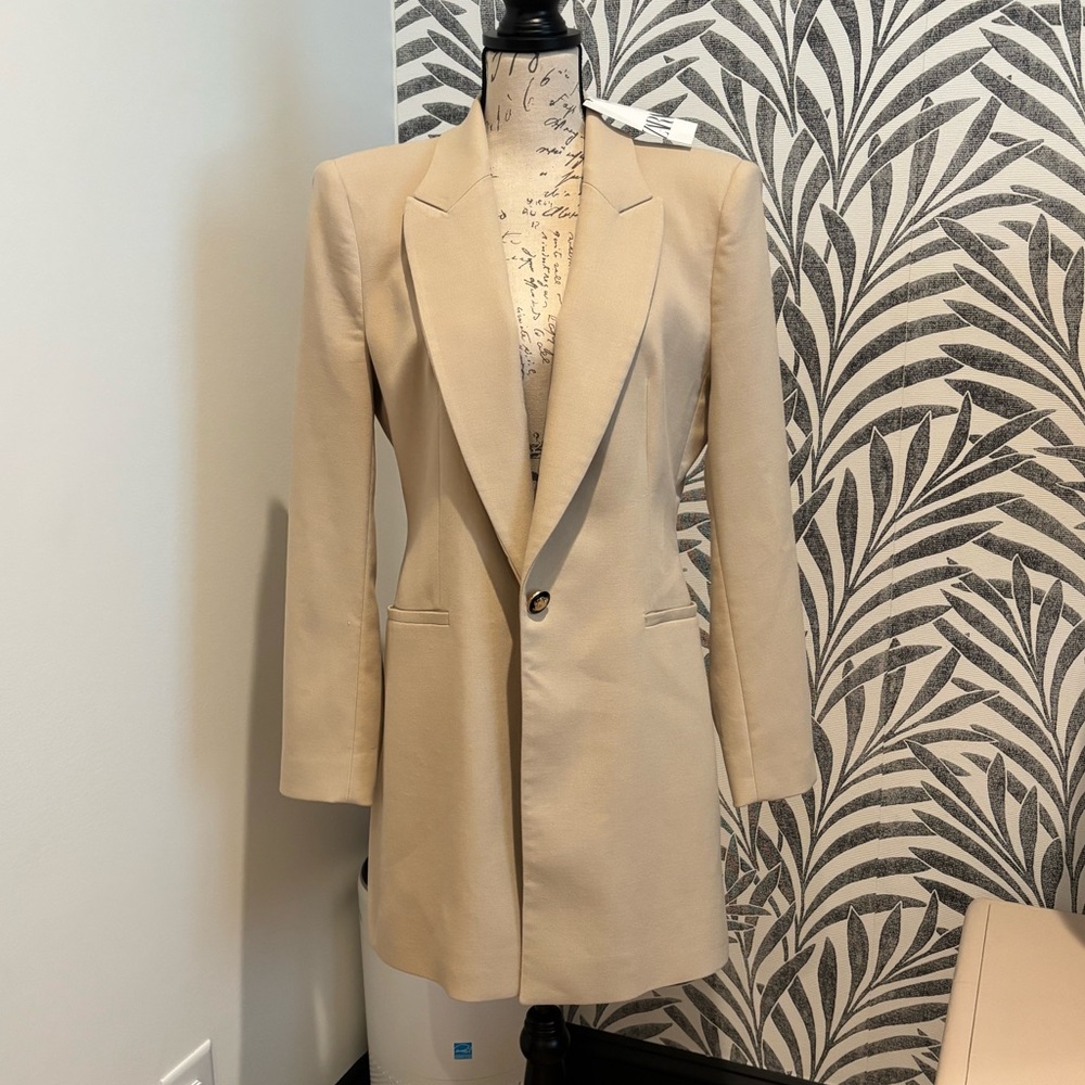 Zara Large Long One Button Blazer NWT